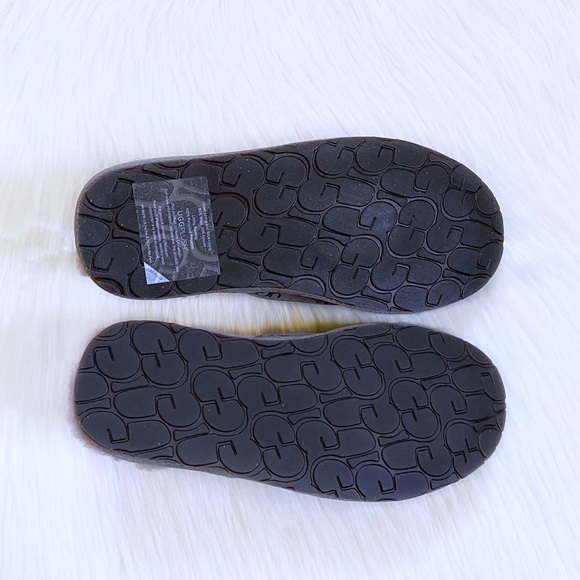 UGG Women’s Pearle Embossed Logo Stormy Grey Suede Slippers - Picture 7 of 8